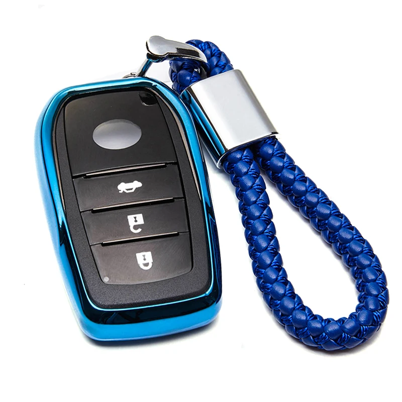 

Soft TPU Car Key Cover Case For Toyota Rav4 Chr Auris Avensis Camry 2018 CH-R Yaris Prius Aygo Prado Vitz Aqua Key Ring Shell