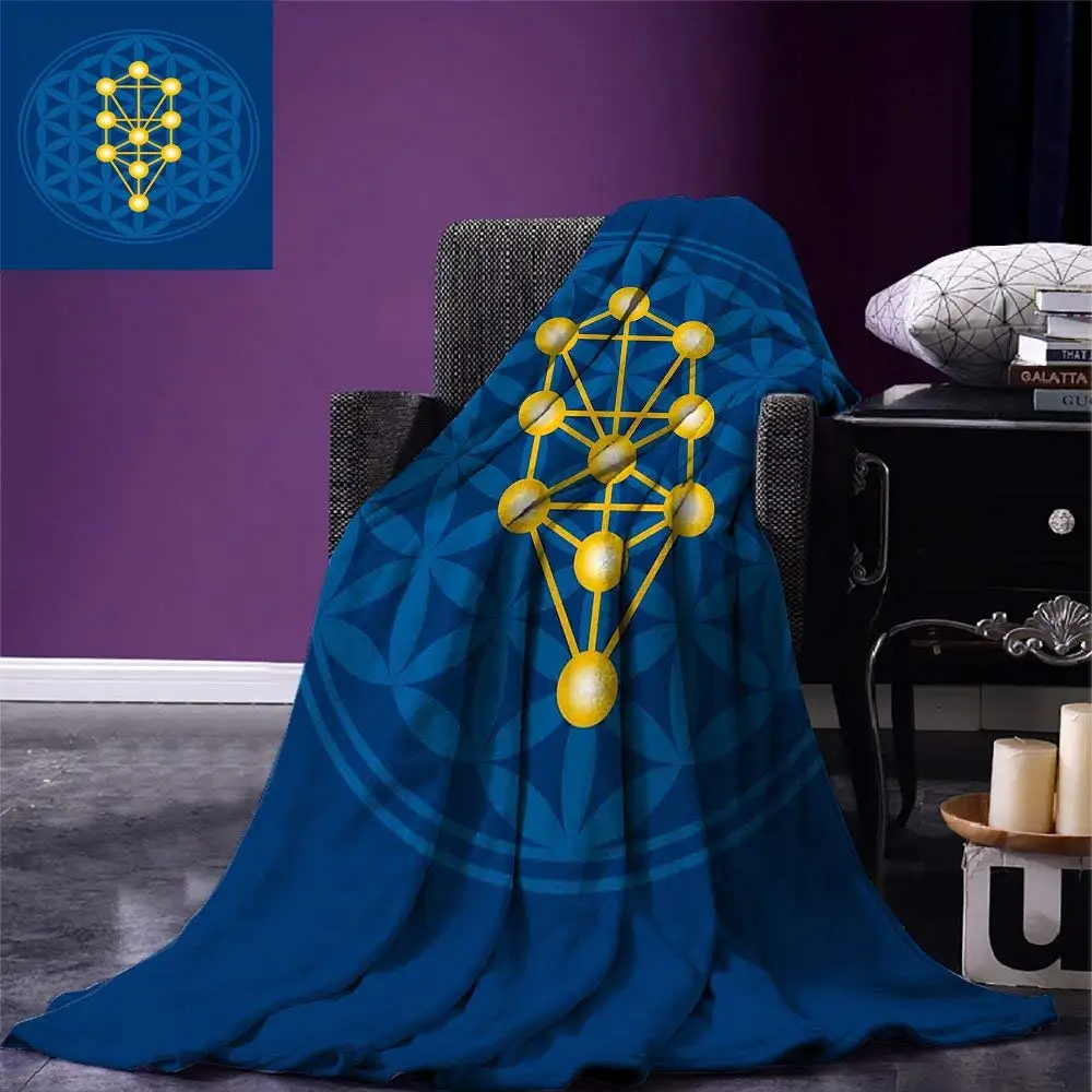 

Egyptian Throw Blanket Spiritual Symbol over Flower of Life Ancient Abstract Secret Ratio Pattern Warm Microfiber Blanket