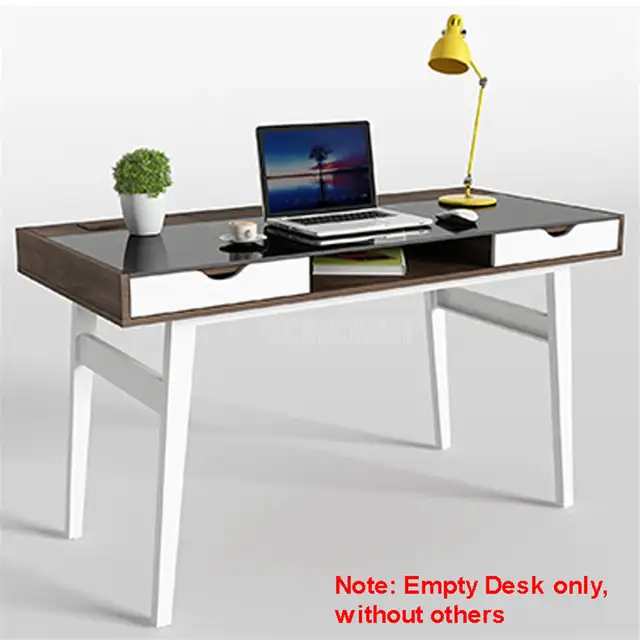 130 60cm Wood Desk Toughened Glass Desktop Household Notebook