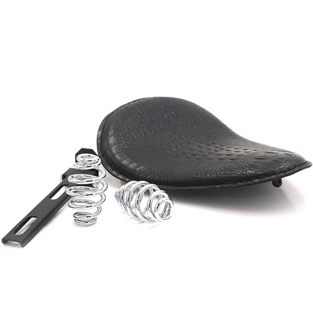 

Universal Motorcycle Leather Retro Vintage Crocodilian Seat Leather Seats Racer Spring Solo Driver Seat Cushion
