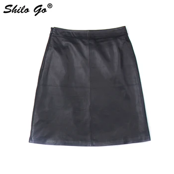 

Leather Skirt Womens Autumn Fashion sheepskin genuine Leather concise Skirt high waist zipper office A Line short skirt
