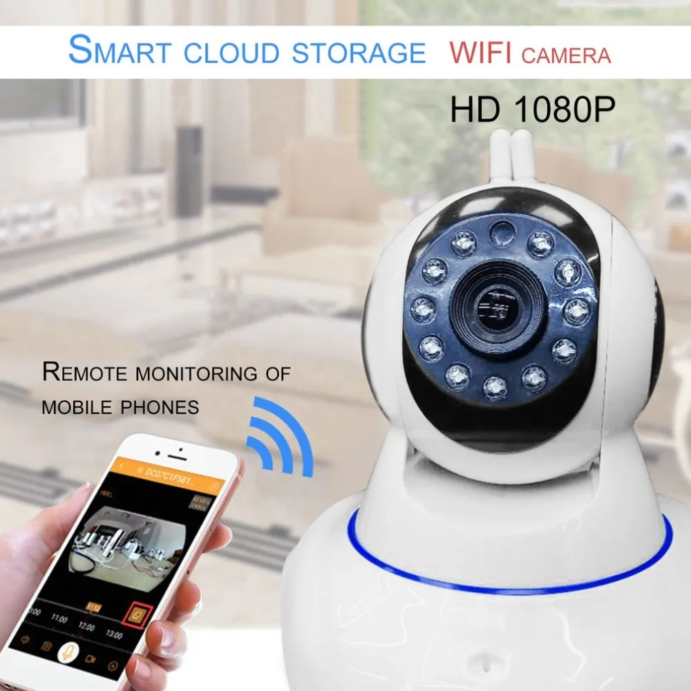 

Wireless Wifi IP Security Camera 1080P HD Remote Control Indoor Home Surveillance System Monitor Support Night Vision