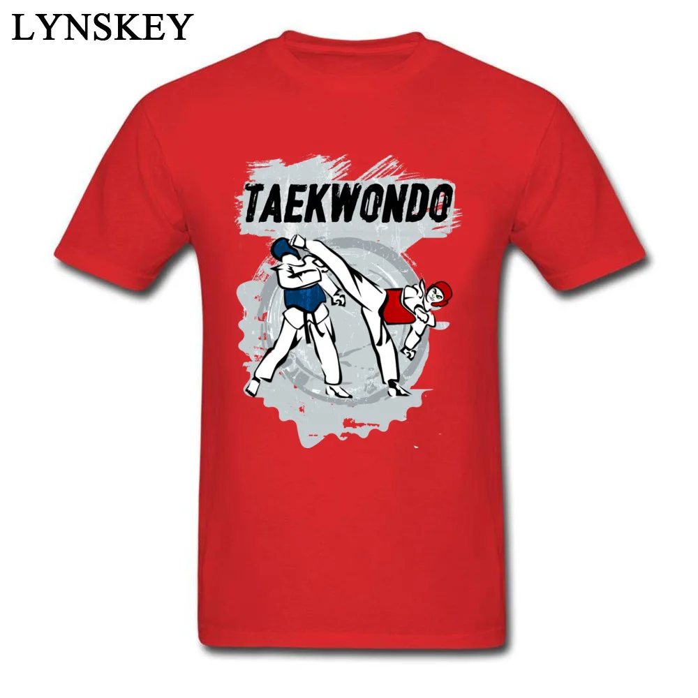 Cheap Print T Shirts Summer Fall 100% Cotton O Neck Tops Shirts Short Sleeve Street Taekwondo Head Kick Cartoon Clothing Shirt Taekwondo Head Kick Cartoon red