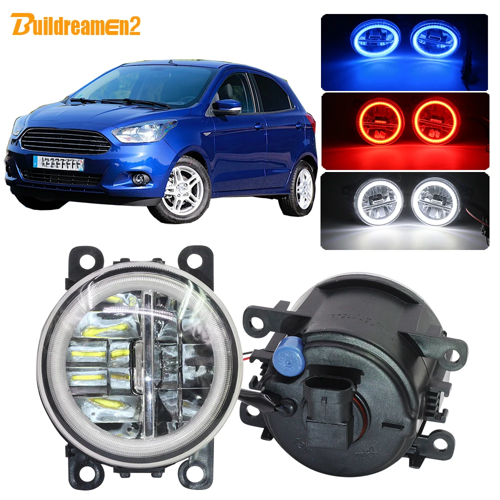

Buildreamen2 Car 4000LM Fog Light Kit H11 LED Angel Eye DRL Daytime Running Light 12V For Ford Figo Ka+ Ka 2015 2016