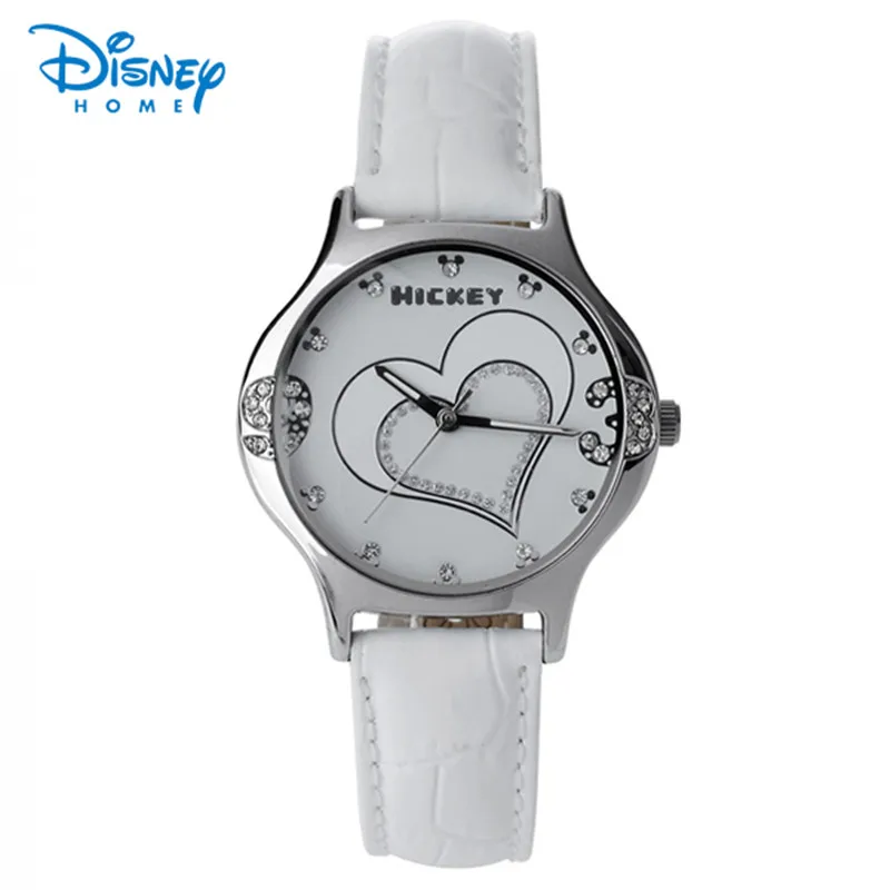 

100% Genuine Disney Ladies Women Watch Top Luxury Brand Fashion White Quartz Watch Women Leather Female Quartz Ladies Wristwatch