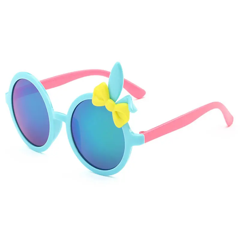 Круглые Солнцезащитные очки для девочек и мальчиков, фирменный дизайн года, роскошные детские солнцезащитные очки с заячьими ушками, детские очки, круглые цветные линзы