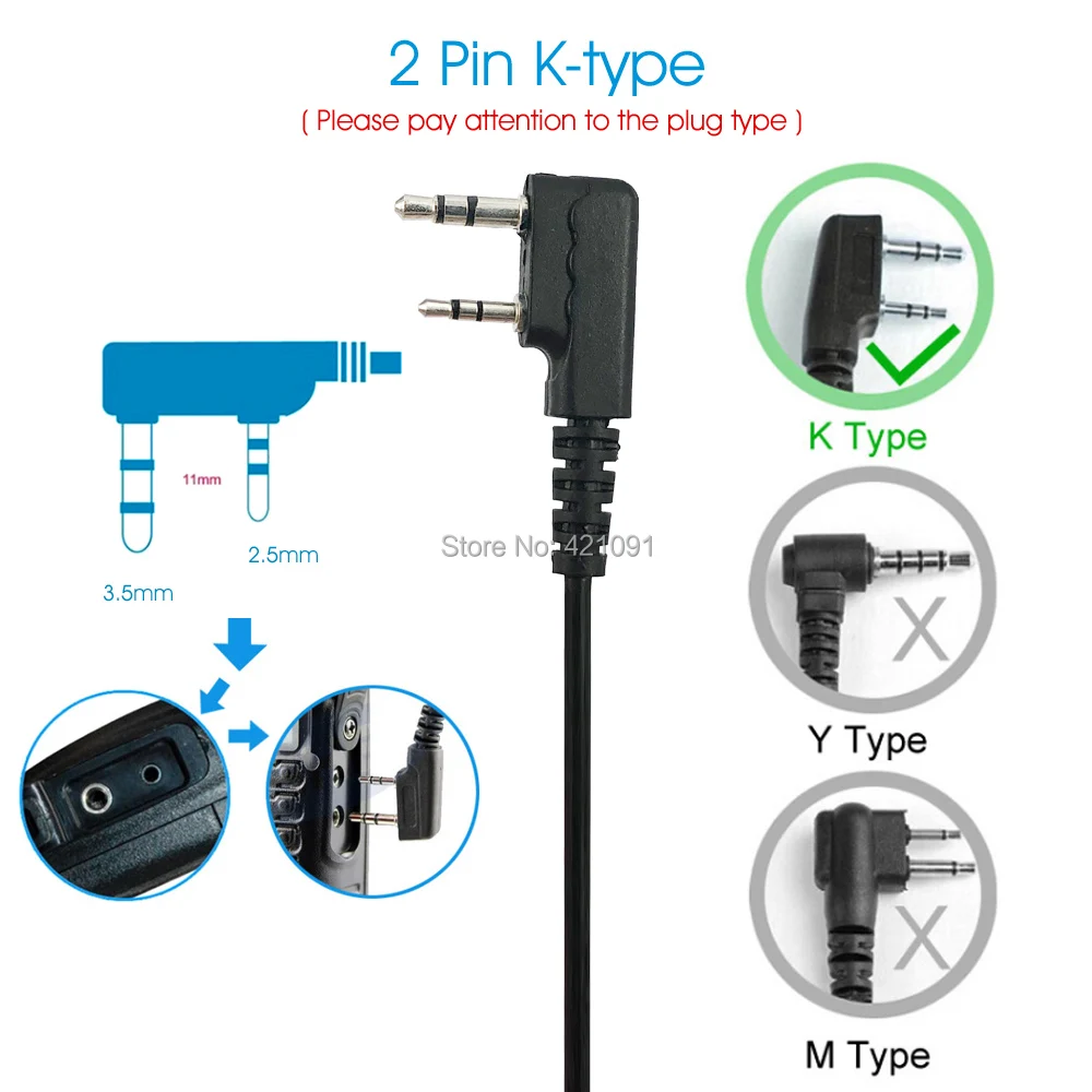 Unilateral Rear-mounted Headset Mic for Baofeng KENWOOD Radio 12