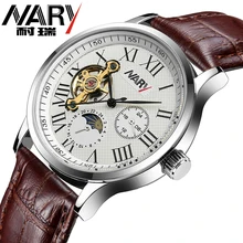 New Luxury Automatic Self-Wind Clock Multifunction Mechanical Men Watch Tourbillon Moon Phase Men Wristwatches Boutique montre