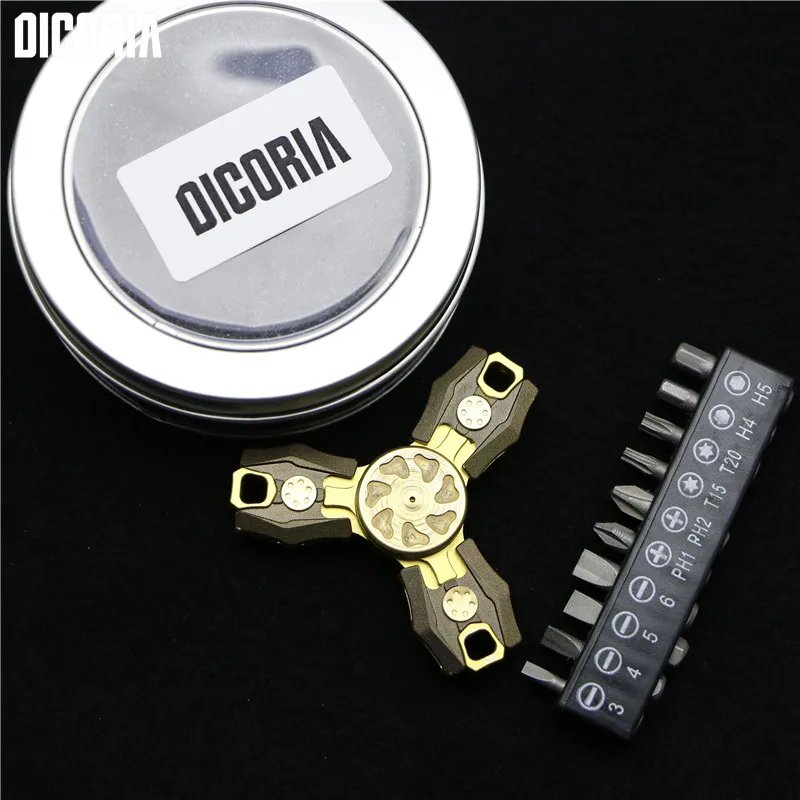 

DICORIA custom copper fingertips gyro, edc finger screw coco fingertip gyro three leaf vintage screwdriver tool set