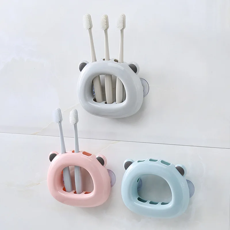 

Yooap 3-Color Optional Toothbrush Holder Bear Sucker Toothpaste Organizer Food Grade PP Toothbrush Stand Bathroom Accesories