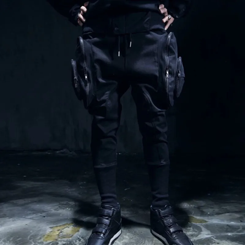Брюки шаровары в стиле хип хоп с несколькими карманами|pants jogger|hop pantstrousers men |