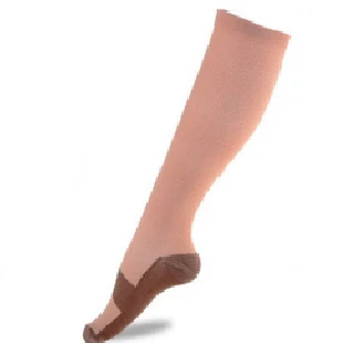 1 Pair Unisex Compression Socks Women Men Anti Fatigue Pain Relief Knee High Comfortable Travel Stockings - Цвет: Nude