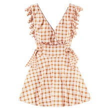 Женская клетчатая цельная одежда для плавания купальный пляжный костюм летнее сексуальное Спортивное купальное платье для плавания женские купальные костюмы пуш-ап