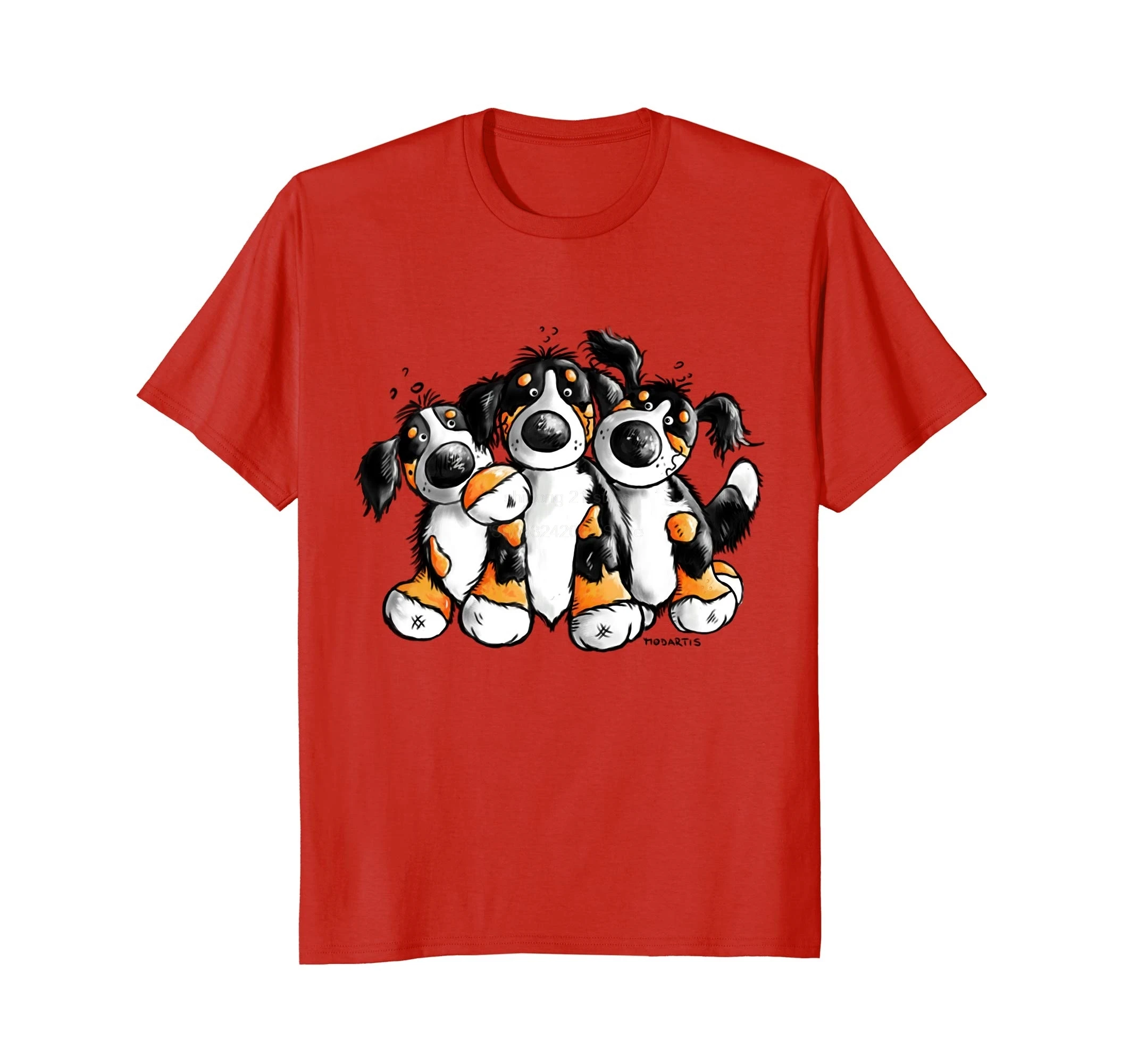 

GILDAN Three funny and cute Bernese Mountain Dogs puppies t-shirt Summer Fashion Men's Short Sleeve T-Shirt