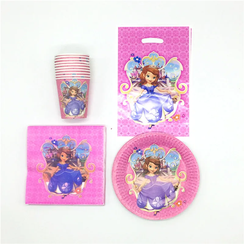 

Disney Sofia The First Theme 50Pcs/Lot Tableware Plastic Candy Bags Birthday Party Wedding Decoration For Family Party Supplies