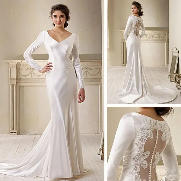 New Style WD012 Fashion Satin Sexy Backless Mermaid Wedding Dress Long ...