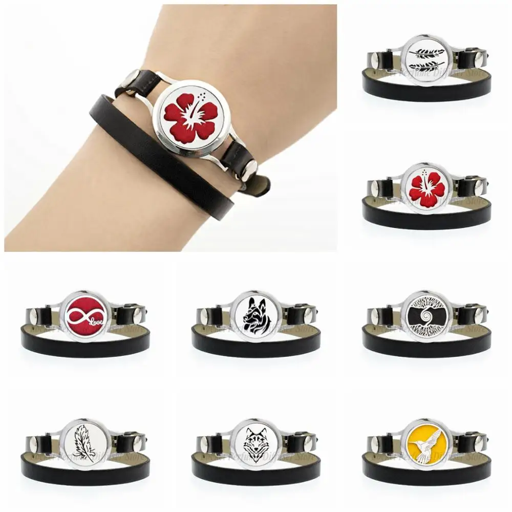 

Poppy Tree of Life 25mm Twist Screw Diffuser Bracelet Wrap PU Leather Aromatherapy Perfume Bracelets Women Jewelry 10pcs Pads