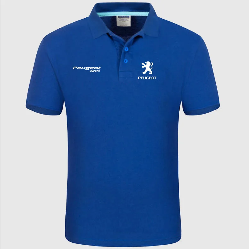 

High quality Peugeot logo Polo classic brand Men Polo Shirt Men Casual solid Short Sleeve cotton polos