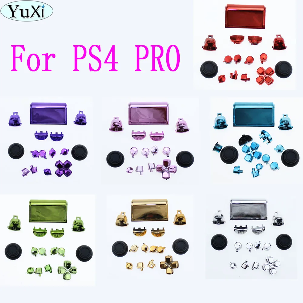 

YuXi 5set/lot chrome Full Butons For PlayStation 4 PS4 Pro Controller CUH-ZCT2 JDM-040 JDS 040 R2 L2 R1 L1 Trigger Button