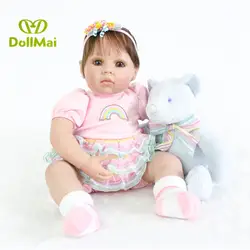 DollMai бренд reborn настоящая Детская кукла 20 "50 см Силиконовые реборн Детские куклы с медведем плюшевый детский подарок Bebes reborn bonecas realista