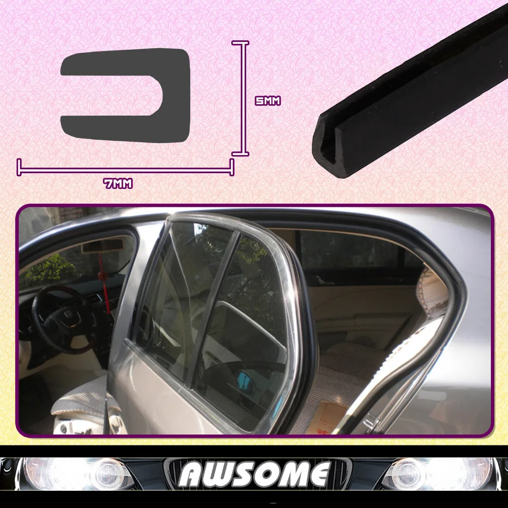 

118" 300cm 7mmx5mm U pillar Channel Black Rubber Edge Seal Trim PVC Lok Strip For Car Door/Boot/Bonnet Noise Control