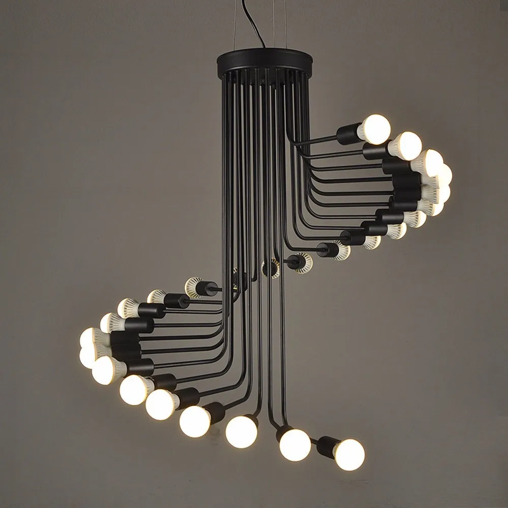 Us 185 22 18 Off Lukloy Loft Modern Pendant Lights Iron Spiral Staircase Modern Lighting Fixture For High Ceilings Office Shop Bar Cafe Decor In