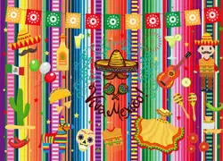 Отличный, как Мексиканский одеваются Photo Booth фон, бассейн день рождения поставки и украшения W-923