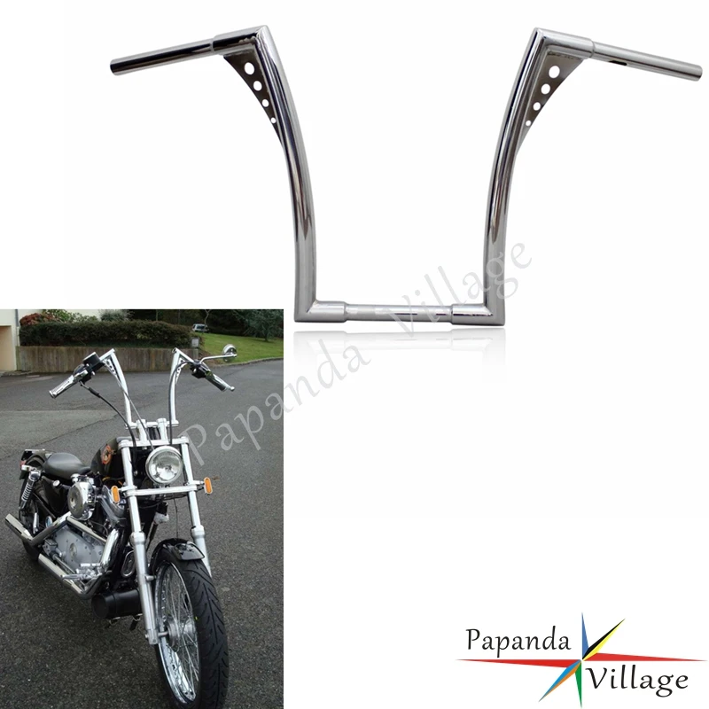 Хромированная мотоциклетная подвеска Papanda 16 дюймов руль для Harley Touring Cafe Racer FLST FXST