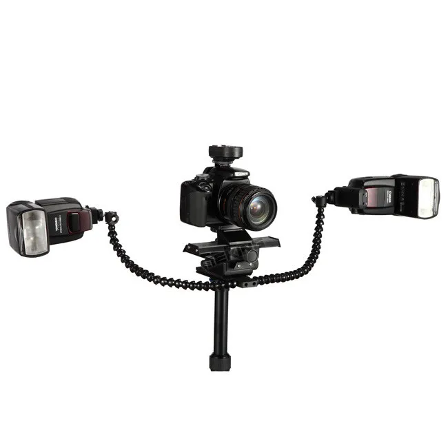 Meking Macro Shot Dual Arm кронштейн горячий башмак крепление осьминог держатель вспышки с шаровой головкой для Speedlite DSLR камера штатив пластина