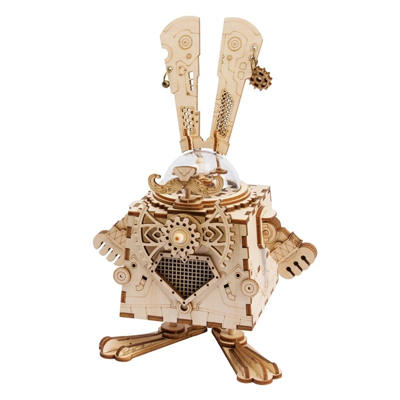 

Mechanical Clockwork Rabbit Model Assemble Toy Music Box DIY Games Puzzles Cute Bunny