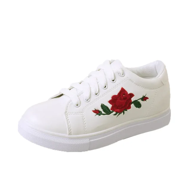 Straps Sneakers Embroidery Flower Shoes 