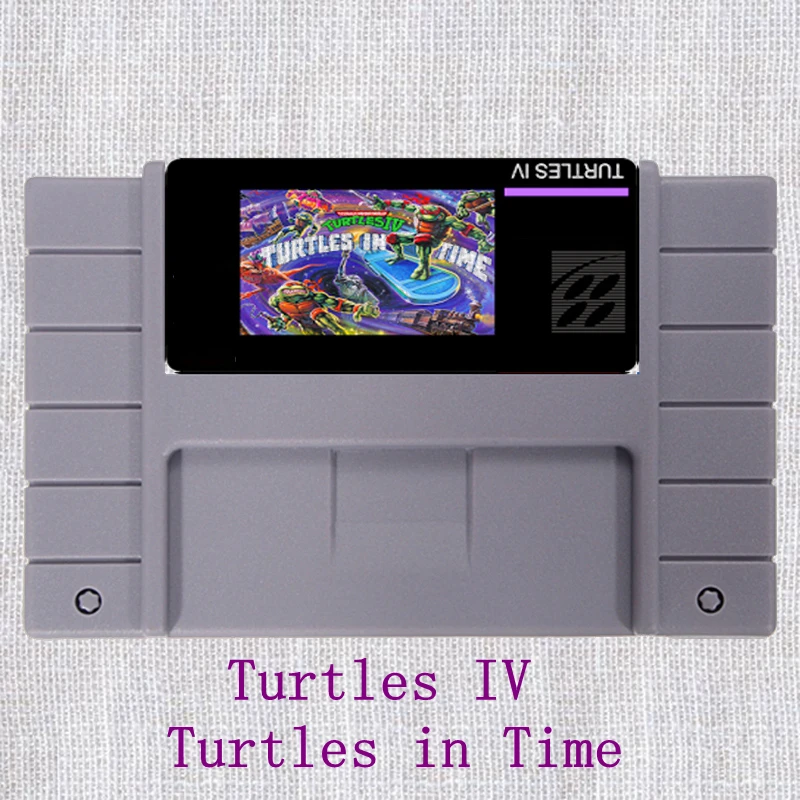 

Turtles IV Turtles In Time 16 Bit Big Gray Game Card For NTSC Game Player