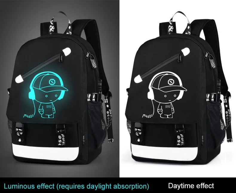 Анти-Вор детские школьные сумки для мальчиков и девочек аниме светящийся школьный рюкзак подростковый школьный водонепроницаемый детский рюкзак usb порт зарядки