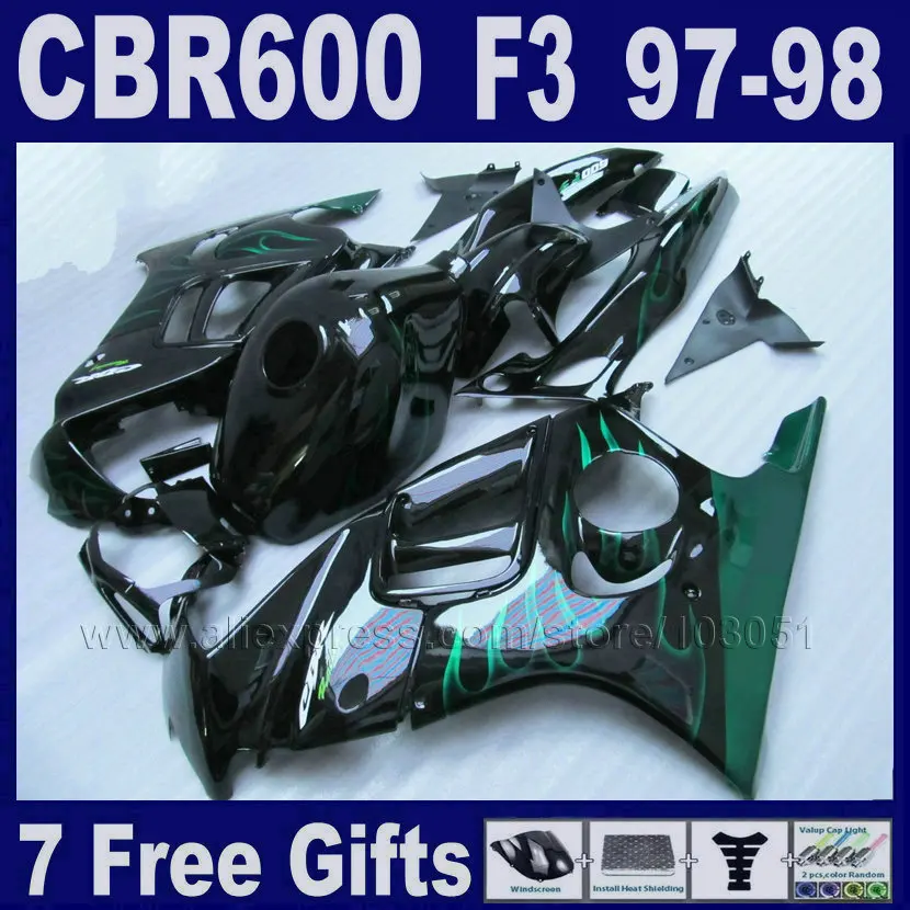 Обтекатели для мотоциклов черный корпус Honda 1998 CBR600 F3 97 CBR 600 98|Полные комплекты обтекателей| |