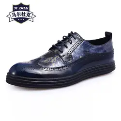Bullock/весенне-осенняя повседневная обувь из натуральной кожи с резным узором, Мужская обувь в британском стиле на низкой подошве, Корейская