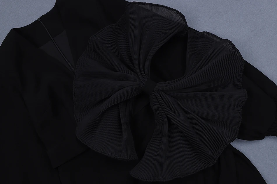 Новинка, женские зимние вечерние платья черного цвета с v-образным вырезом и длинным рукавом, сексуальные мини платья для подиума