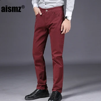 

Aismz 2019 New Mens Casual Business Pant Slim Straight Trousers Badge Pockets Black Blue Khaki Big Size 42 44 46 Fashion Male