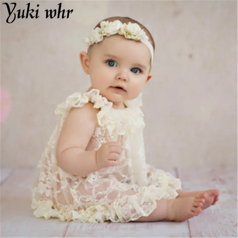 Baby infant girls spring dress baptism party princess dress outfits photo props 