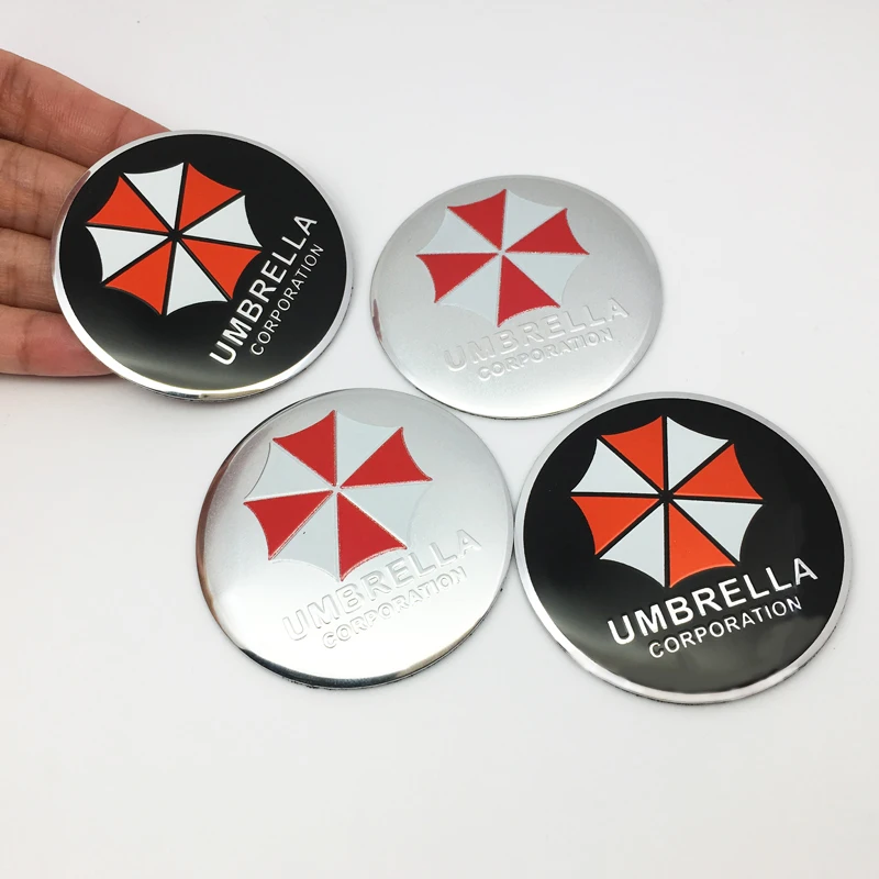 AYZO 4pcs 56mm Umbrella corporation Resident Evil Car Wheel Center Hub Caps sticker for Bmw Ford Focus Polo Skoda Golf Audi Opel