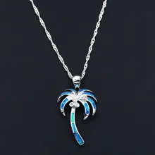Модный Синий/Белый Огненный Опал подвеска в виде пальмы ожерелье для подарка