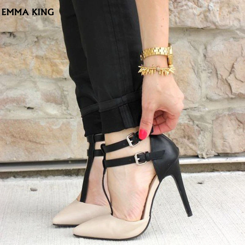 pointed t strap heels