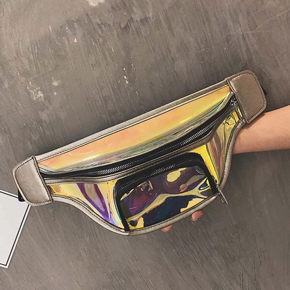 Новинка 2019 года fanny pack для женщин сумки лазерный кошелек полупрозрачные Светоотражающие груди поясная сумка сумочка на ремне поясная ног