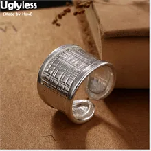 Uglyless S 925 de plata esterlina étnico nepalés de las mujeres personalizado anillos bohemio tejido textura anillo diseño exagerado Bijoux
