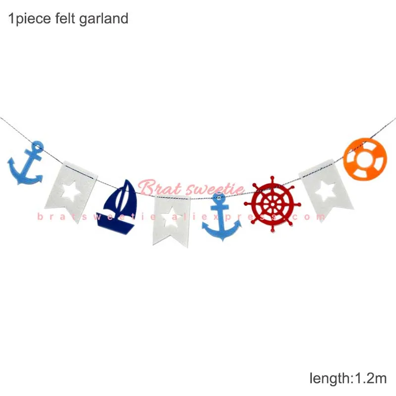 Морская тема одноразовые наборы посуды для детей день рождения украшения морской синий Лодка бумажные тарелки и стаканы вечерние принадлежности - Цвет: Nautical garland