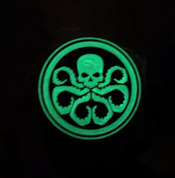 

10pcs Rubber The Avengers Patch Johann Schmidt luminescent Patch 3D PVC Military Brassard Combat Badge Army Glow In Dark Armband