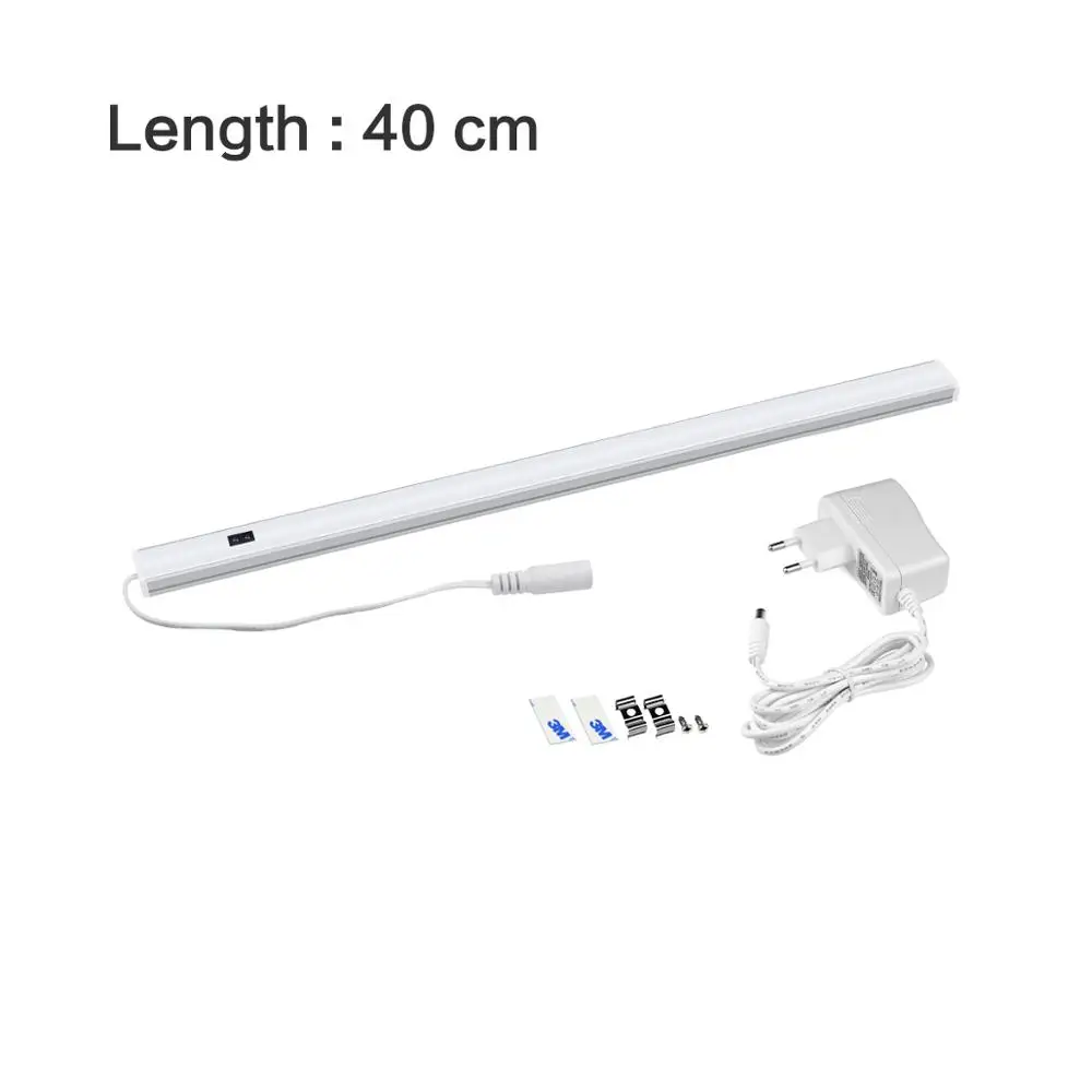 1x40cm With Power Ручной датчик движения светодиодные полосы Бар свет 12 в ручной волны развертки жесткая лента комод ручной работы Шкаф светильник для полки на кухню - Испускаемый цвет: 1x40cm With Power