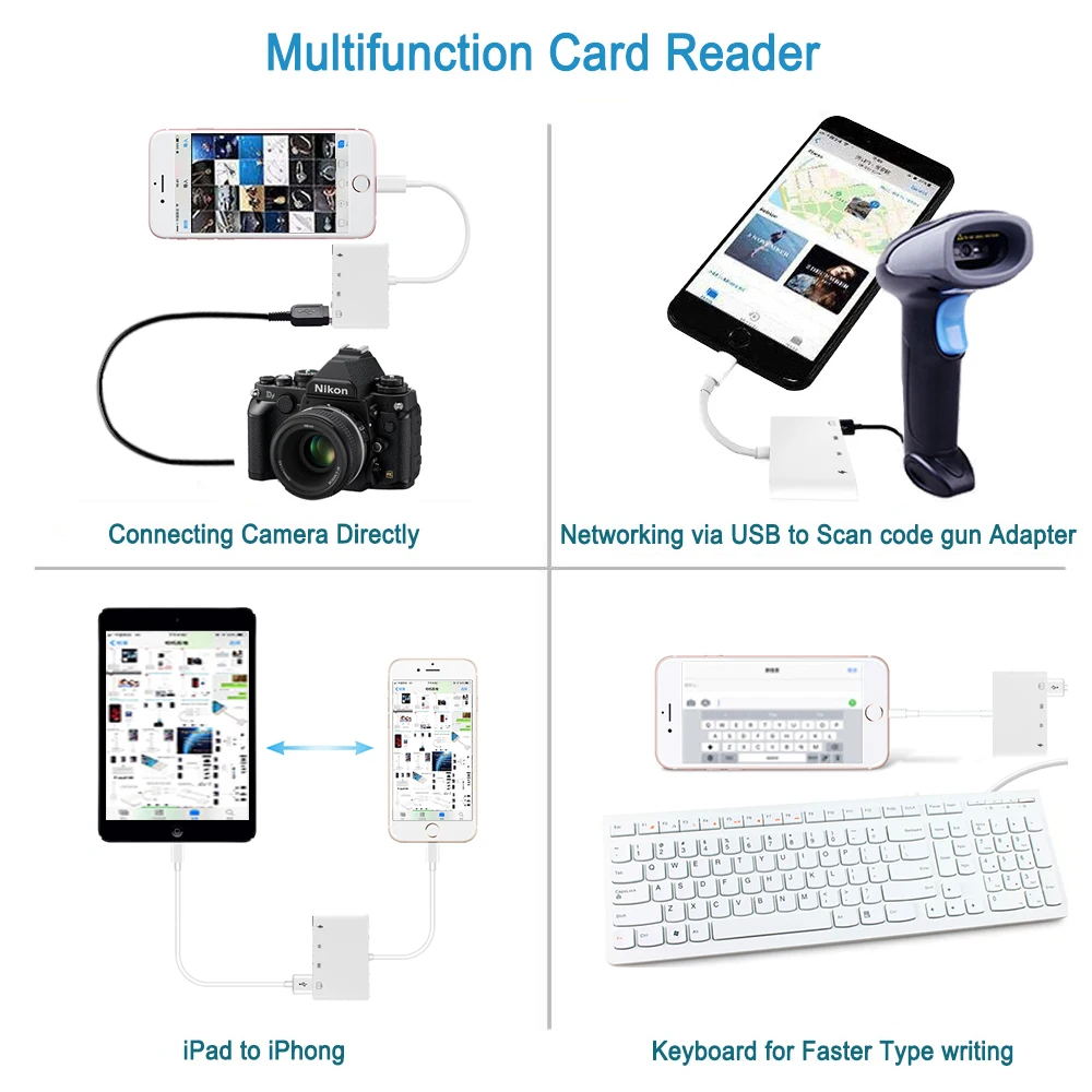 2019 New For Lightning To USB 3 Camera Reader OTG Adapter Connection Kits Data Sync Charge For iPhone X/8/7/7Plus/6/6S iPad/iPod 2019 New For Lightning To USB 3 Camera Reader OTG Adapter Connection Kits Data Sync Charge For iPhone X/8/7/7Plus/6/6S iPad/iPod