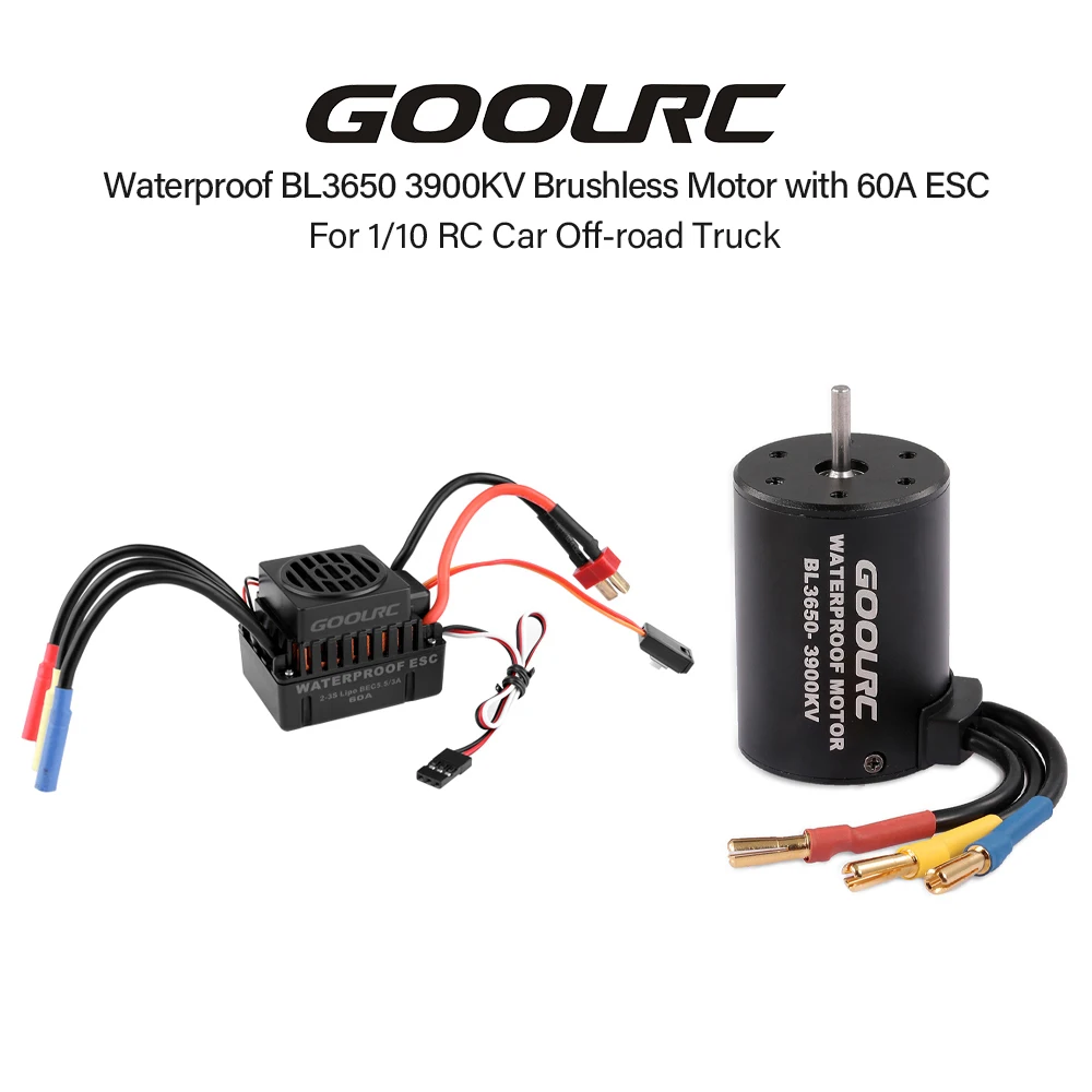 

RC Parts GOOLRC Waterproof BL3650 3900KV Brushless Motor with 60A ESC for 1/10 RC Car Off-road Truck
