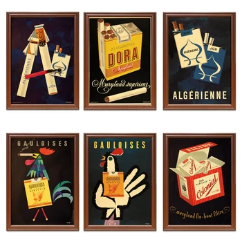 

Vintage 1900s Cigarettes Tobacco Ads Poster Gauloises Kraft Posters Classic Canvas Paintings Wall Stickers Home Decor Gift