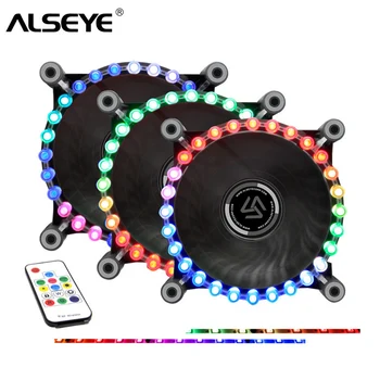 

ALSEYE RGB Fan 120mm Adjustable RGB PC Fan Cooler Remote Control with 2 Strips Kit